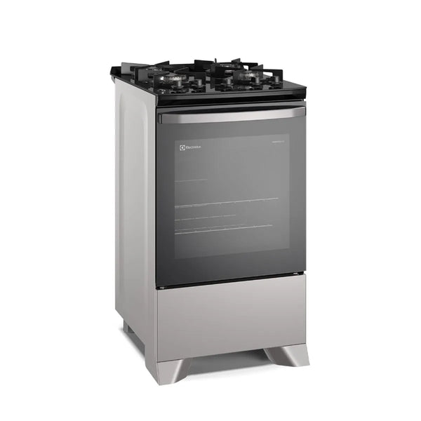 Fogão 4 bocas Electrolux Prata Efficient com Mesa de Vidro, Tripla Chama e VaporBake (FE4GS) - Bivolt