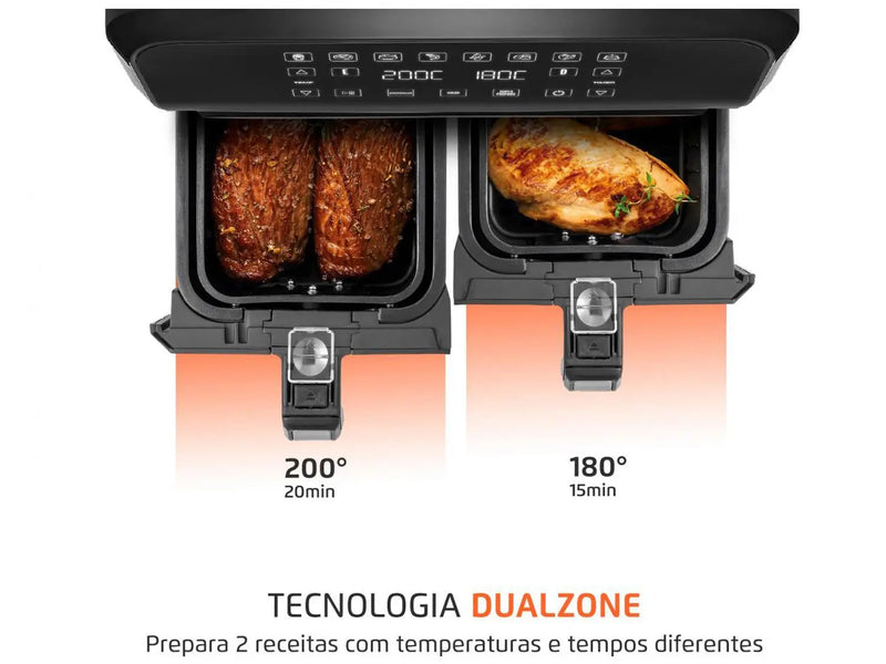 Air Fryer Mondial Dual Duplo Cesto Preta 8L